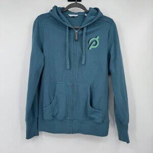 Peloton Women Medium Teal Lightweight Full Zip Hoodie Bloom Design